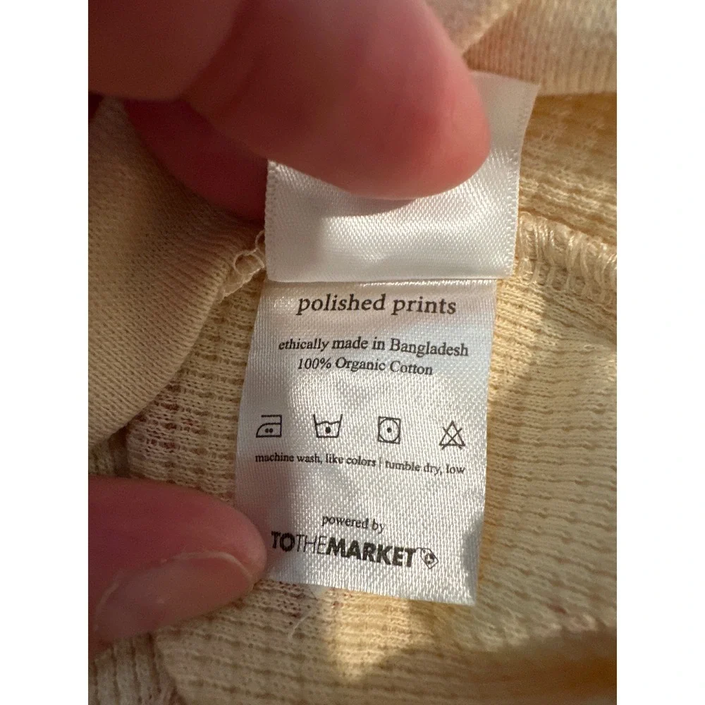 Polished Prints NEWKids Printed Waffle Pullover Sand Star Organic Cotton 2T